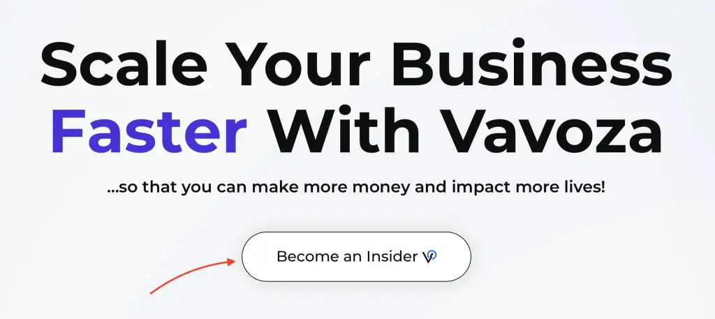 Vavoza Homepage screenshot (CTA Example)