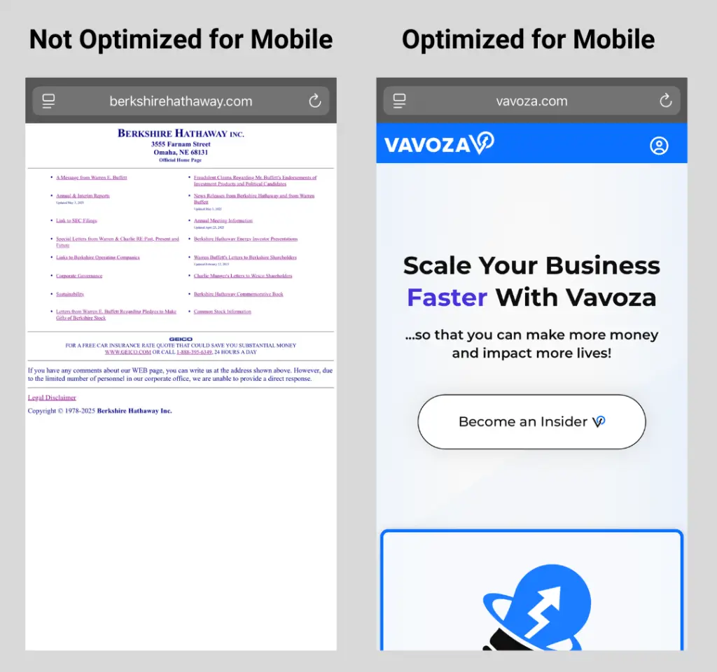 Vavoza Optimize for Mobile
