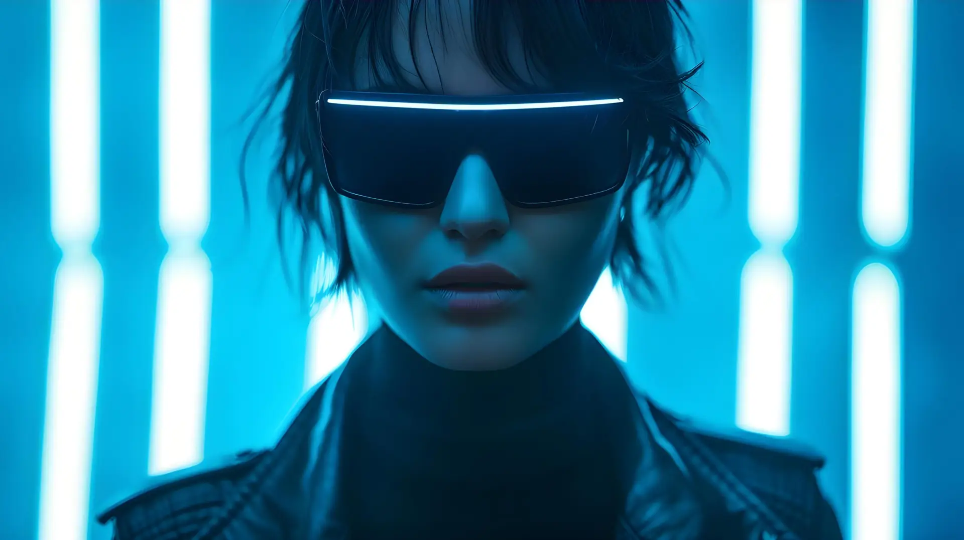 Cyberpunk fashion show with neon lights cyborgs and photorealistic art background. Concept Cyberpunk Fashion Show, Neon Lights, Cyborg Models, Photorealistic Art Background