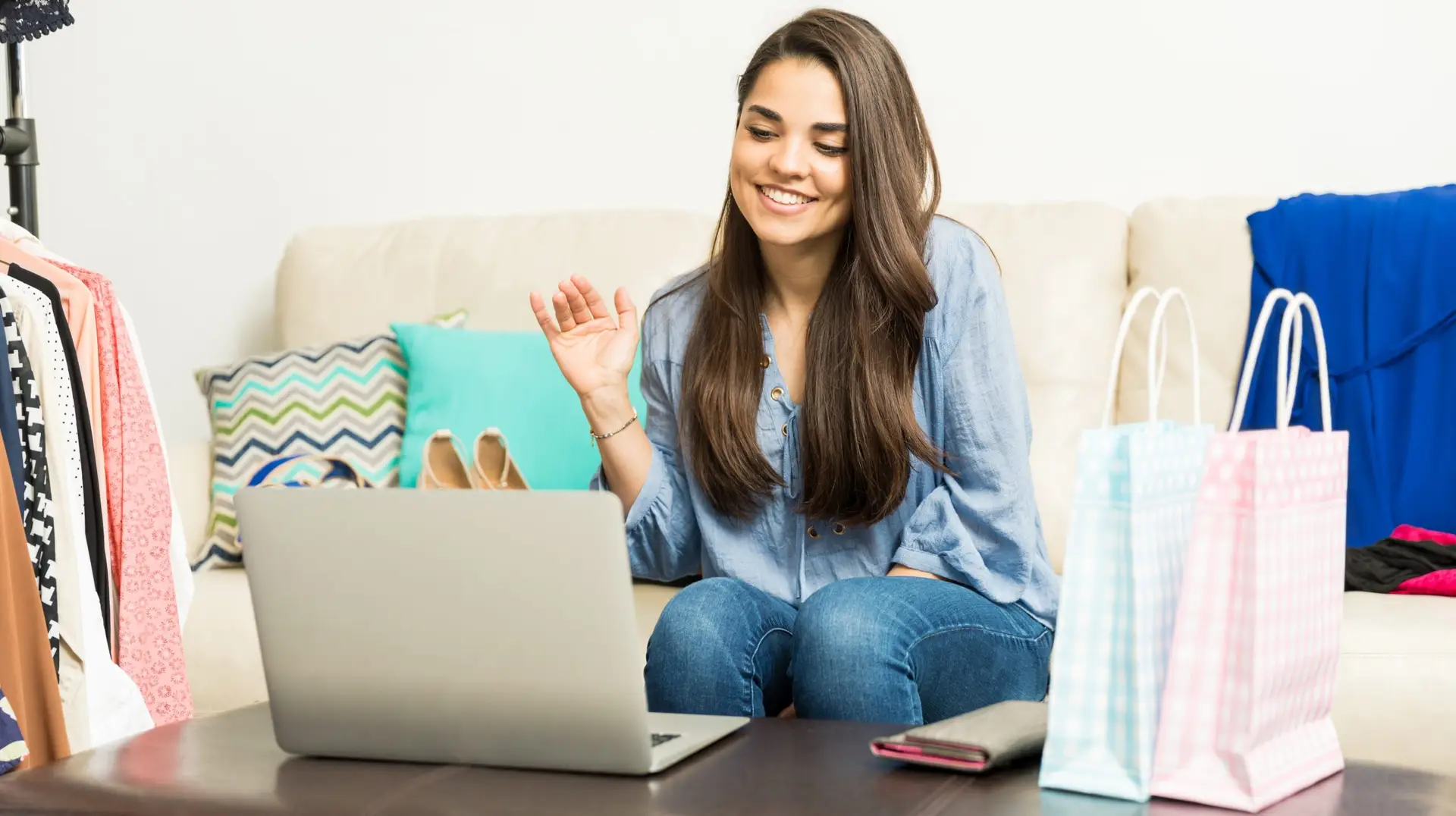woman shopping on computer