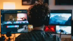 Man recording himself for a youtube video