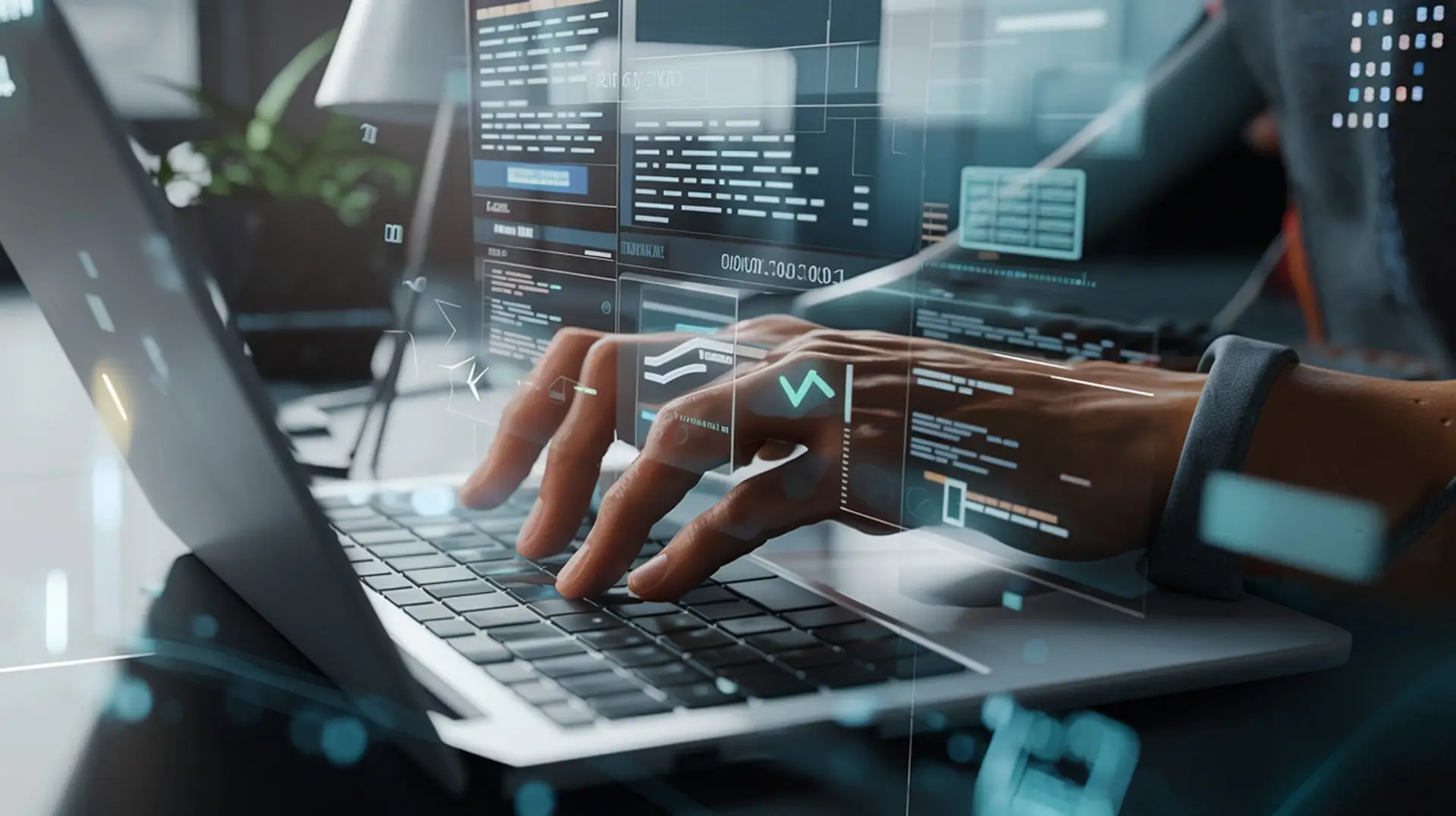 man coding on a computer