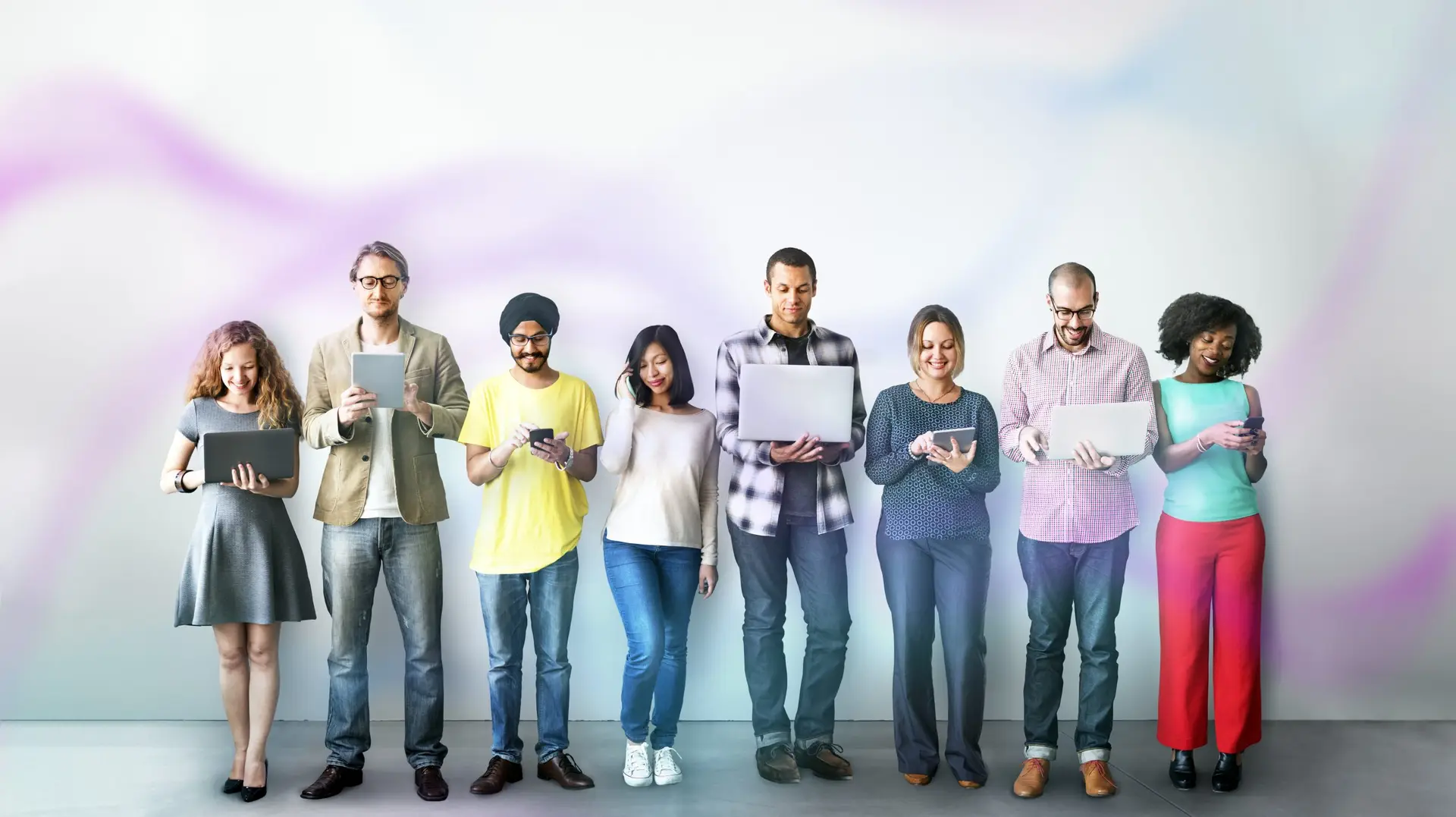 group of people watching social media trends on technology