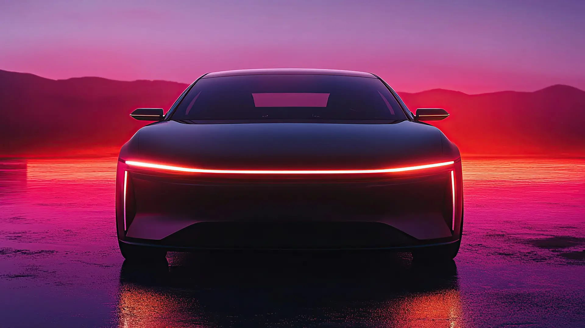 Front of the car with motion lighting background