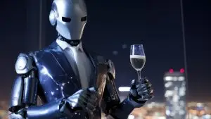 robot celebrating at a party