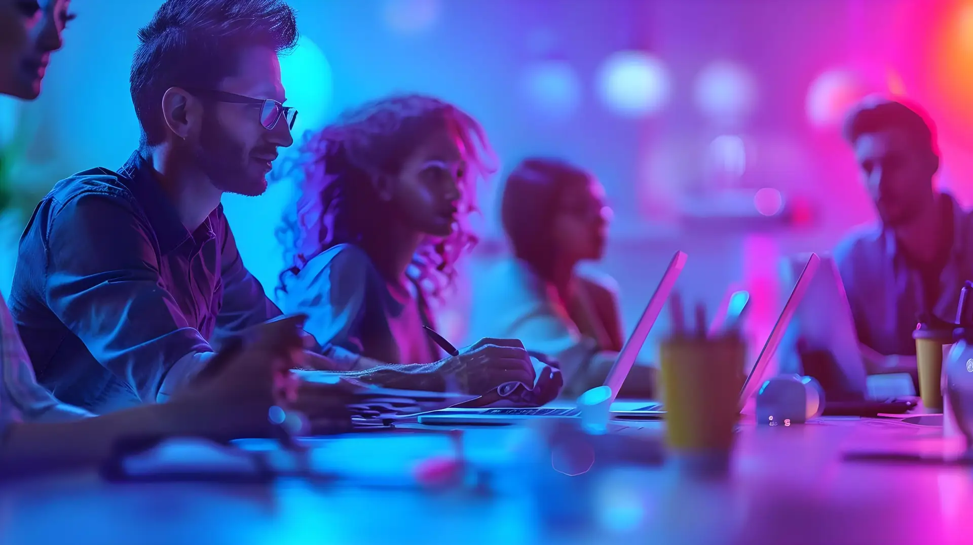 Generating Innovative Ideas: Marketing Team Brainstorms Creative Solutions for a New Project. Concept Marketing Strategy Development, Team Collaboration, Creative Thinking, Brainstorming Session