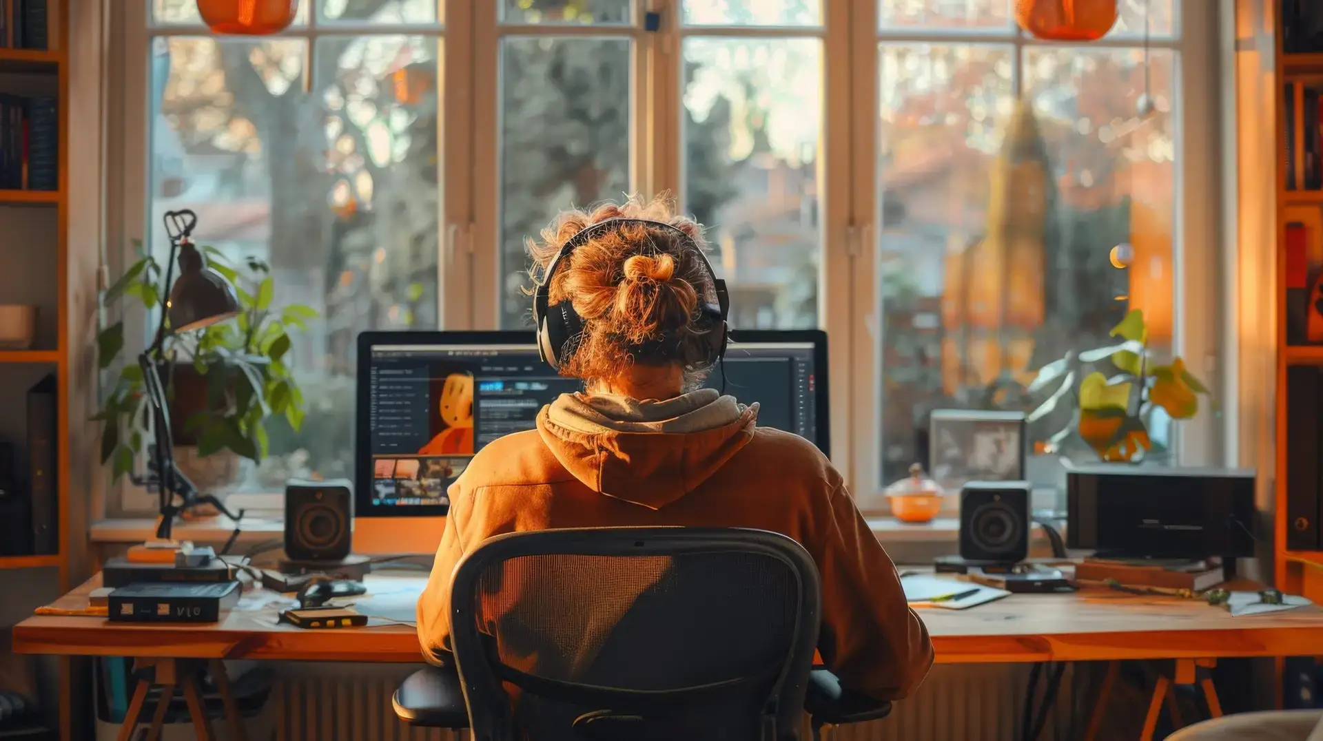 Man working on a pc, thinking about social media trends