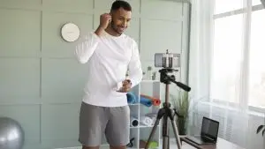 Man recording himself for a YouTube video
