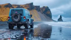Jeep driving on rocks