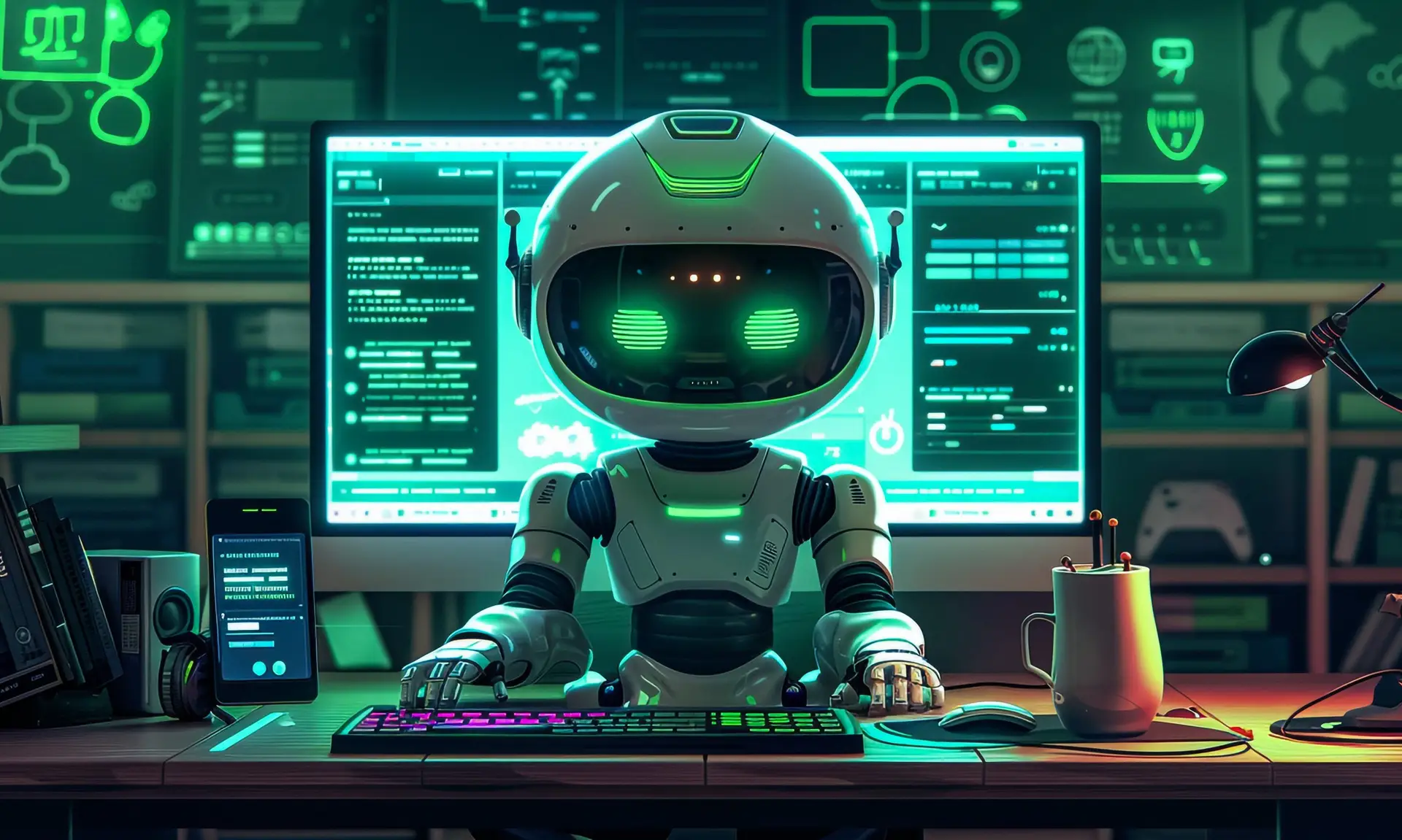 robot coding while thinking about the latest news in tech