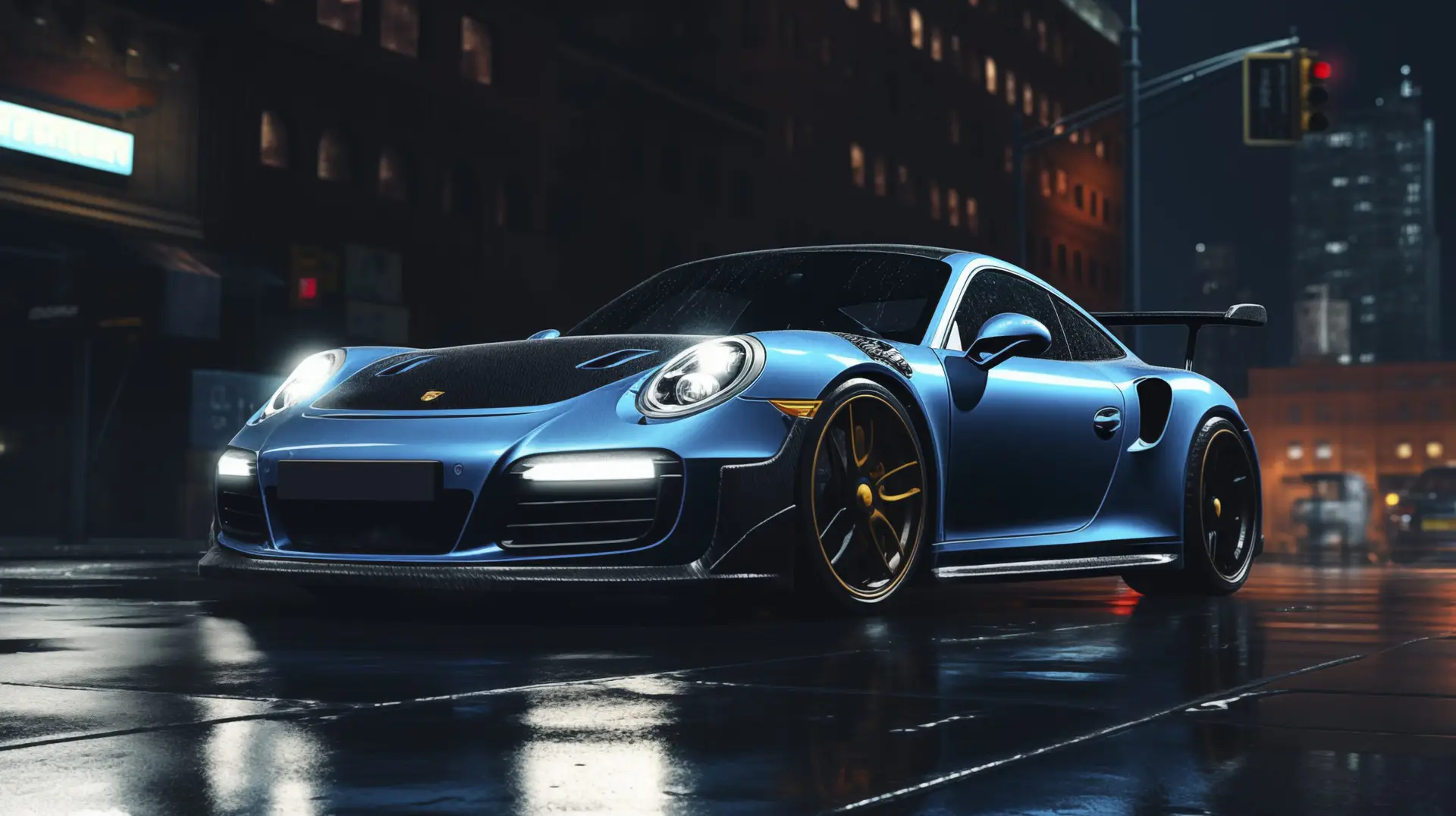 Porsche 911 turbo S azul photorealistic