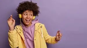 Girl vibing to a trending song