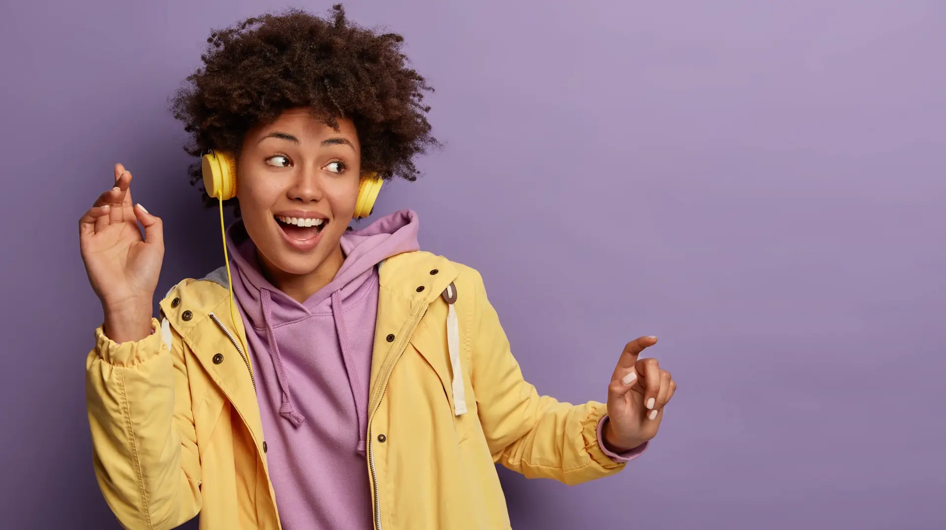 Girl vibing to a trending song