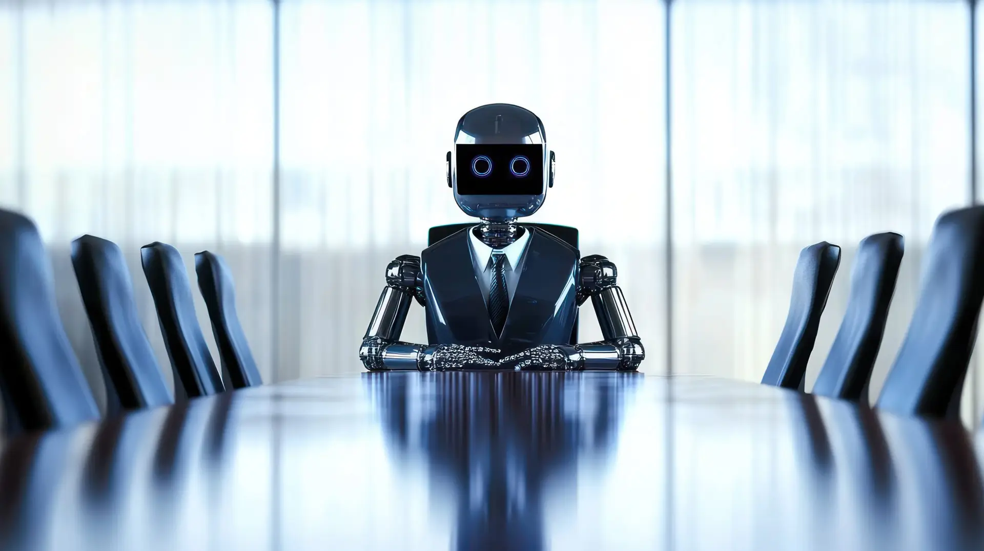 robot in a conference room