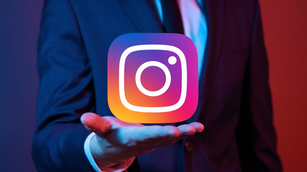 social media influence businessman showcasing instagram logo