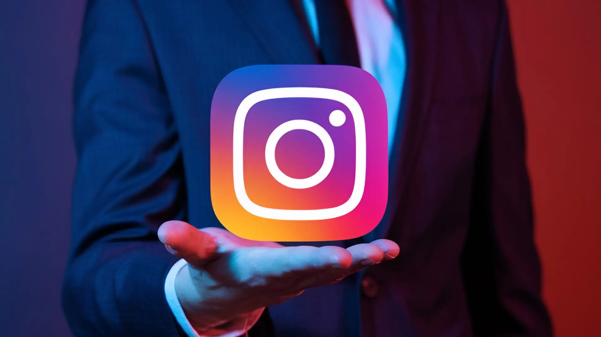 social media influence businessman showcasing instagram logo