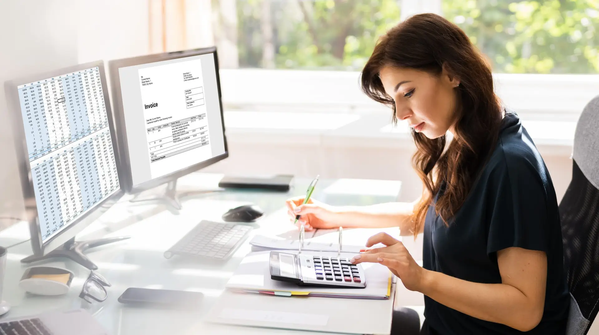 Accountant Using E Invoice Software At Computer