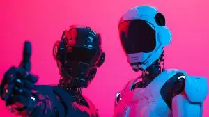 Advanced Robotics and AI Collaboration Thumbs Up Gesture Representing Futuristic Human Interaction