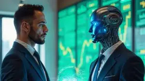 business man and robot