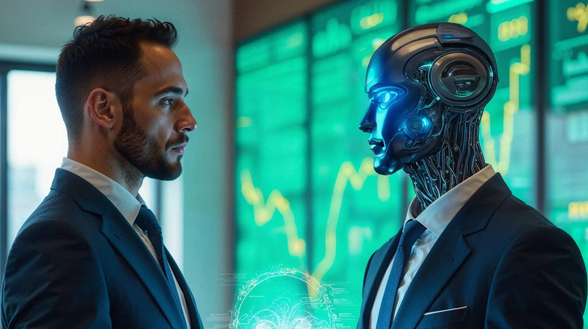 business man and robot