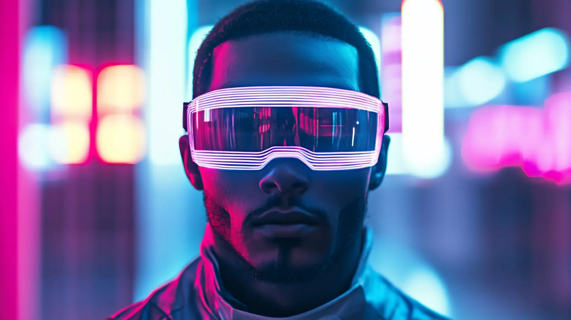 Cyberpunk Man in Neon City