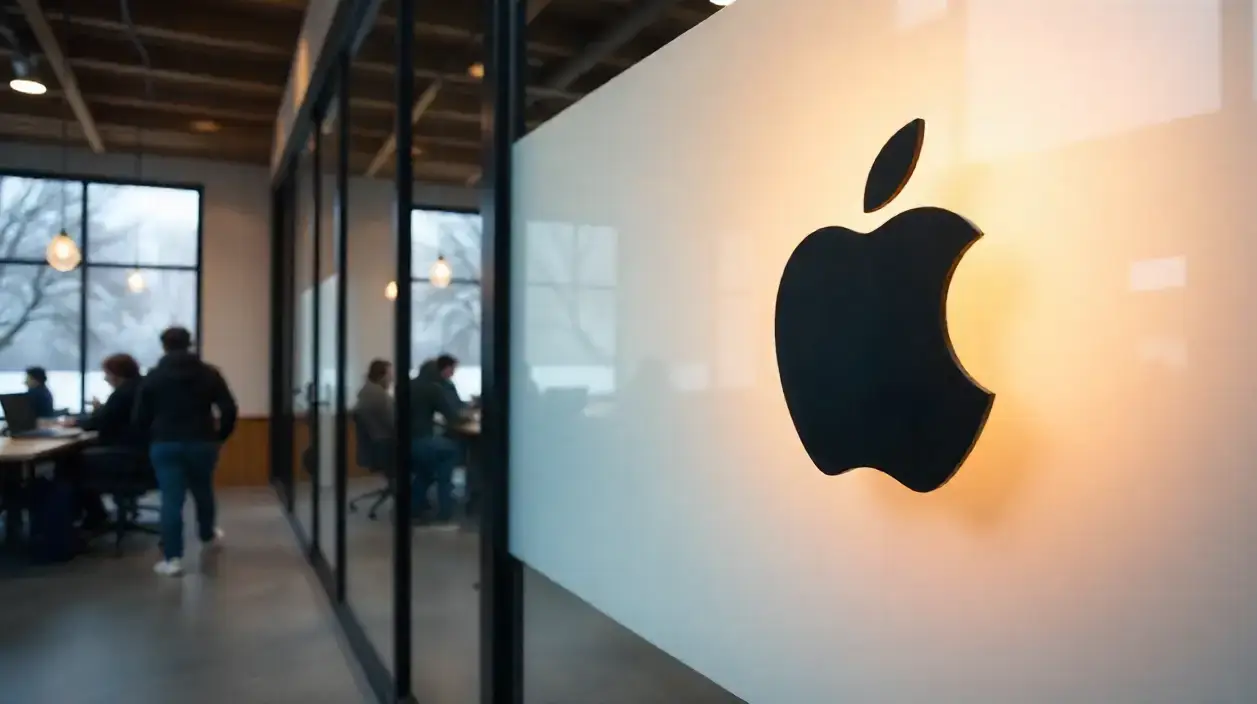 apple logo in an office