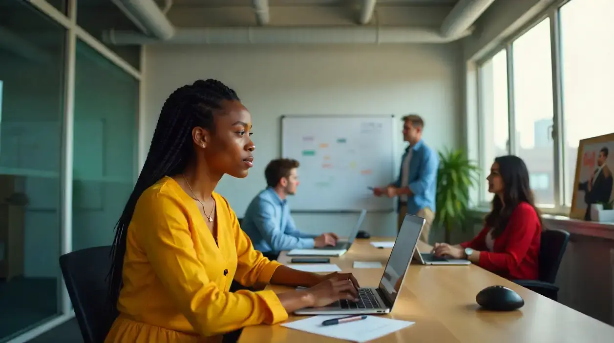 woman working at an office