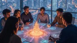 futuristic business meeting