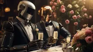 robot in tuxedo
