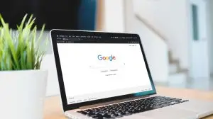 computer opened with google on the screen