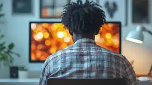 Man Working on Computer in Home Office