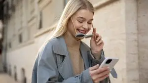 a woman on her phone