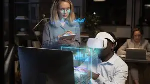 people working at an office