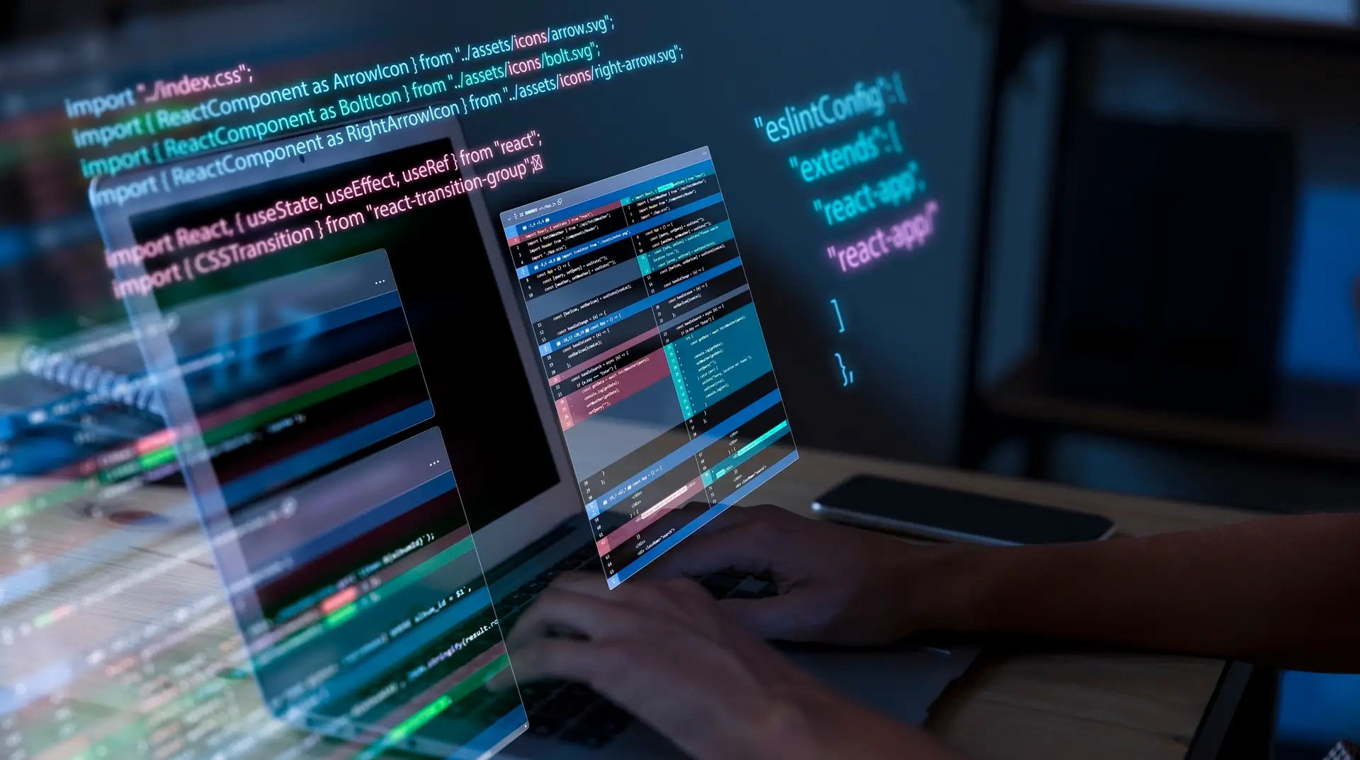 man coding on a computer