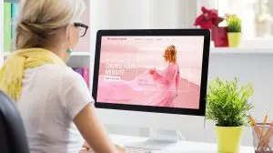 Woman,Creating,Her,Own,Website,On,Computer
