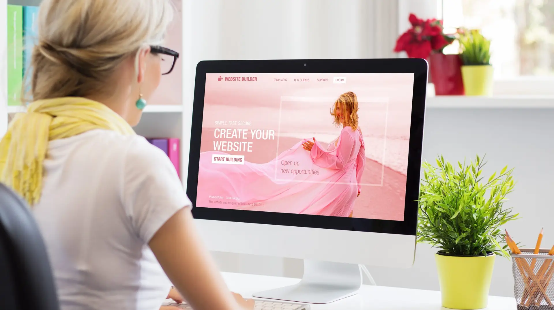 Woman,Creating,Her,Own,Website,On,Computer