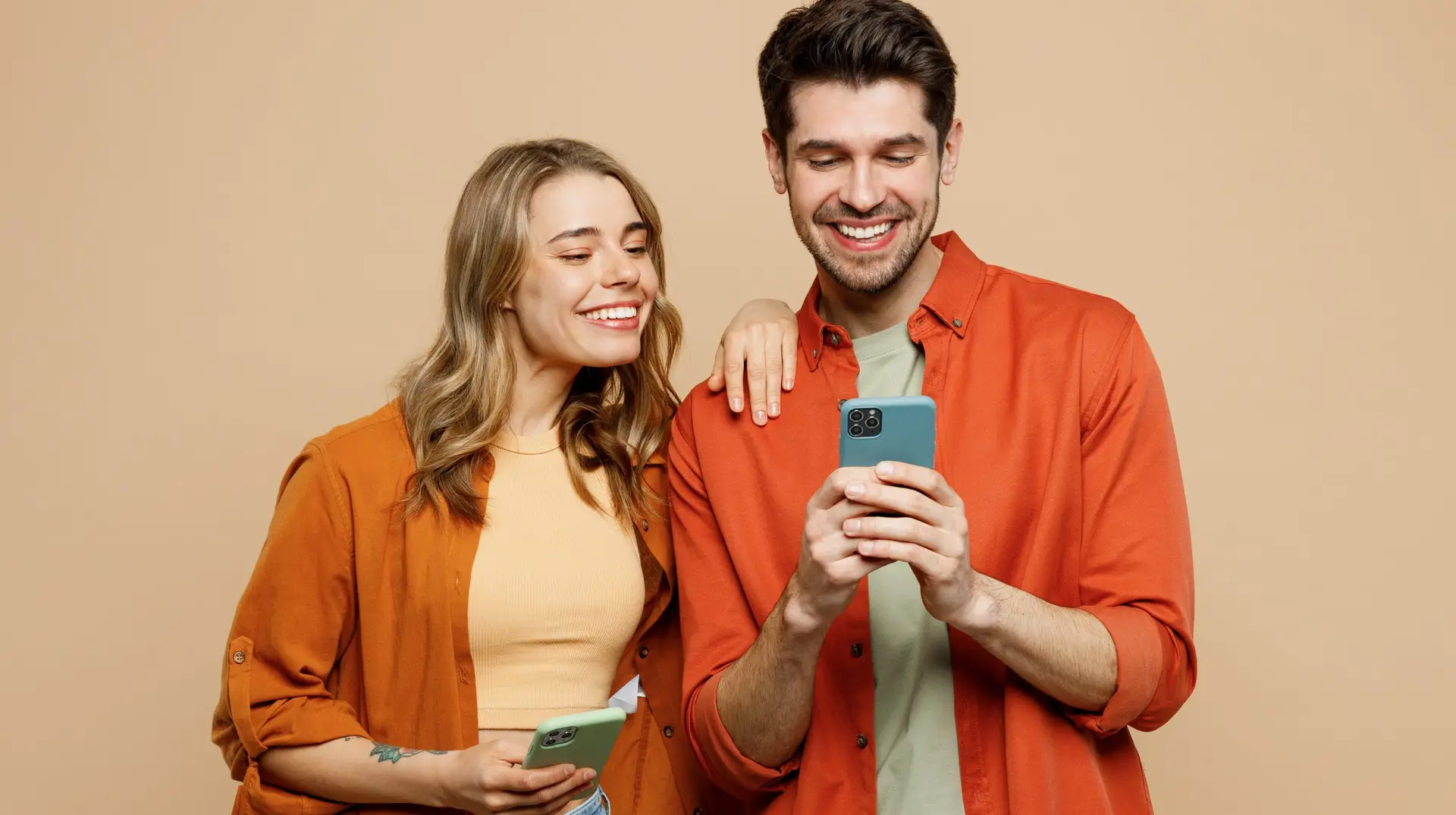 Young,Smiling,Happy,Couple,Two,Friends,Family,Man,Woman,Wear