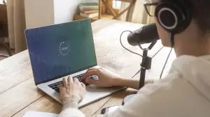 man working on a laptop