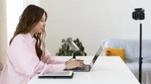 woman working on a computer