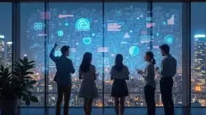 futuristic office team