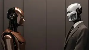 Woman science engineering information business work technology futuristic intelligence robotic cyborg people artificial