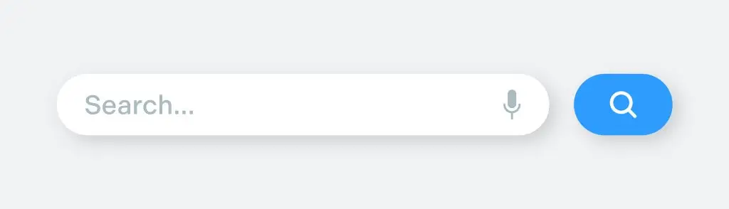 Search bar with round corners. Internet browser engine with search box, address bar and text field. UI design, website interface element with web icons and push button. Vector illustration
