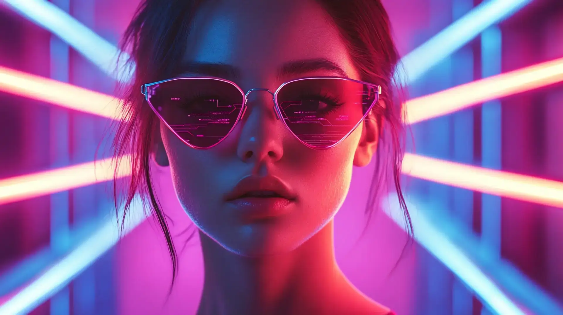 Cyberpunk Fashion: Neon Glow Portrait of a Woman