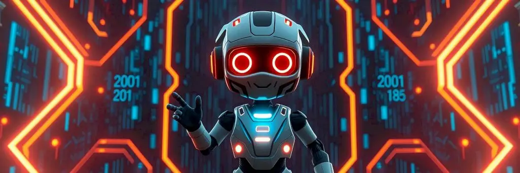 A digital illustration of a friendly robot gesturing welcome in