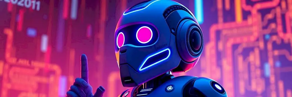 A digital illustration of a friendly robot gesturing welcome in