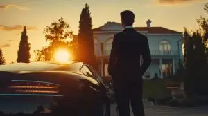 Man Standing Next to Car