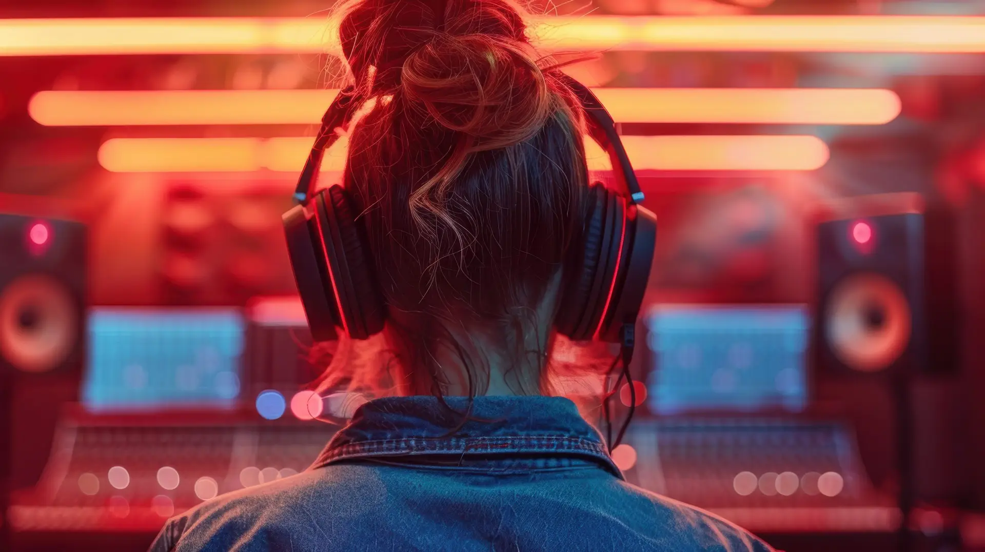 Modern Vibes: Stylish Figure with Headphones in Recording Studio