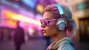 pink-girl-with-headphones-light-street