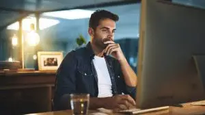 Computer,,Night,And,Man,In,Office,With,Reading,For,Software