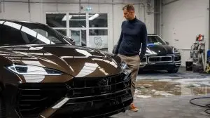 Riga,,Latvia.,April,15,,2025.,A,Dark,Brown,Lamborghini,Urus